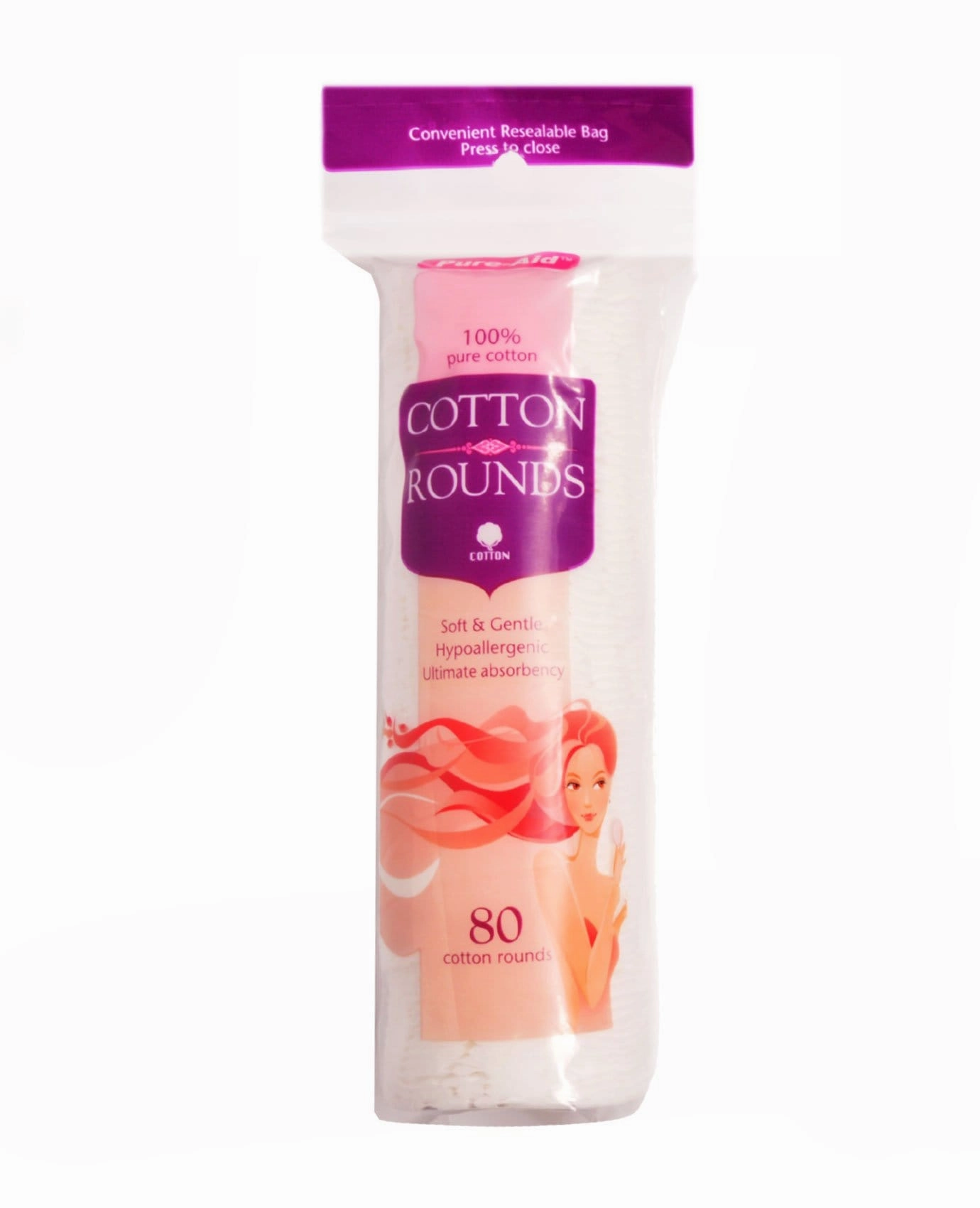 Pure-Aid Cotton Rounds 80 Pack