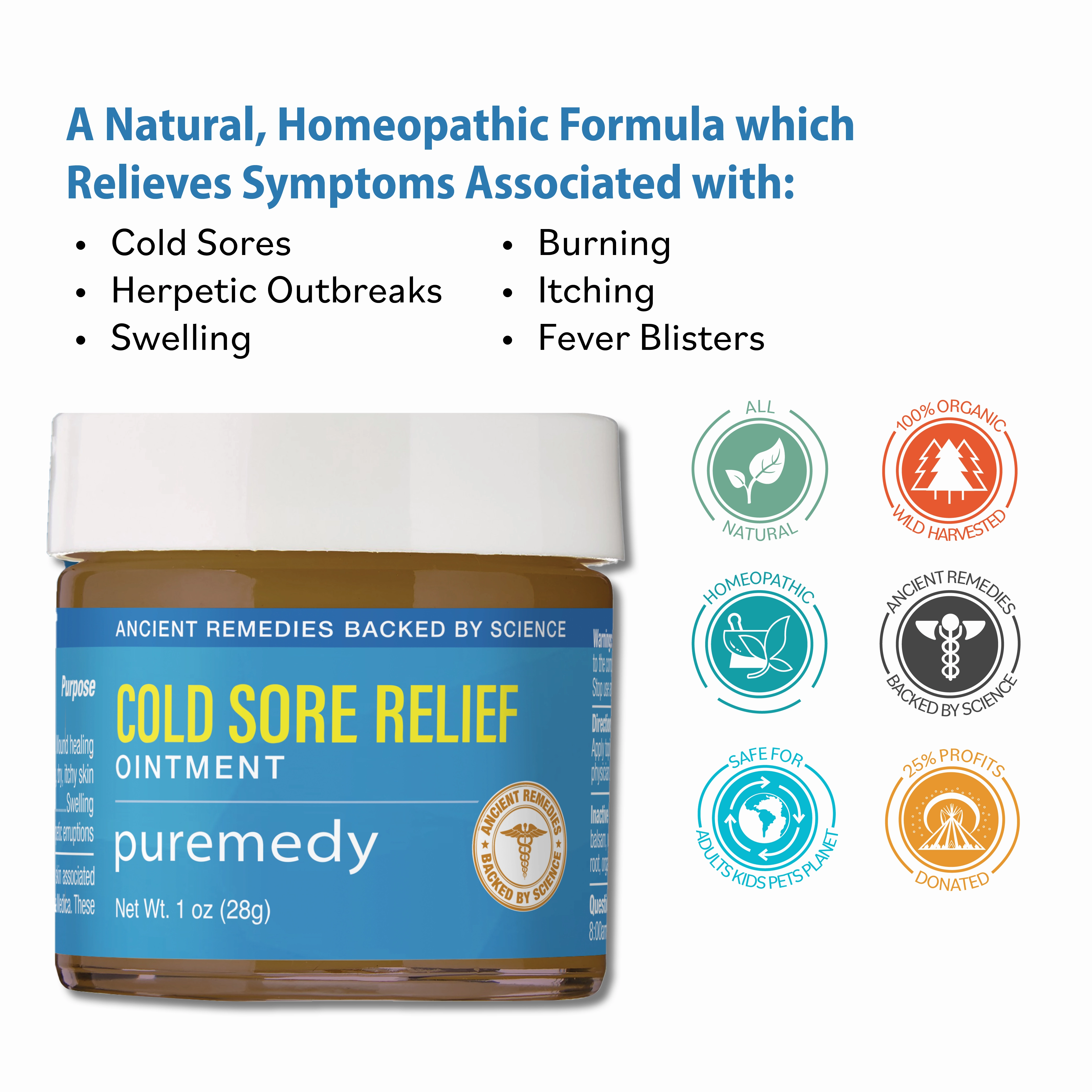 Puremedy Cold Sore and Fever Blister Ointment, 1 Ounce