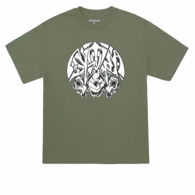 Recycled Fabrics GX1000 Dystopia Gas Mask T-Shirt - Military Green Yu-Gi-Oh!