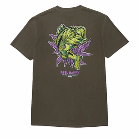 Reel Happy Good Times T-Shirt - Olive Green Household Cleaning Sporting Goods