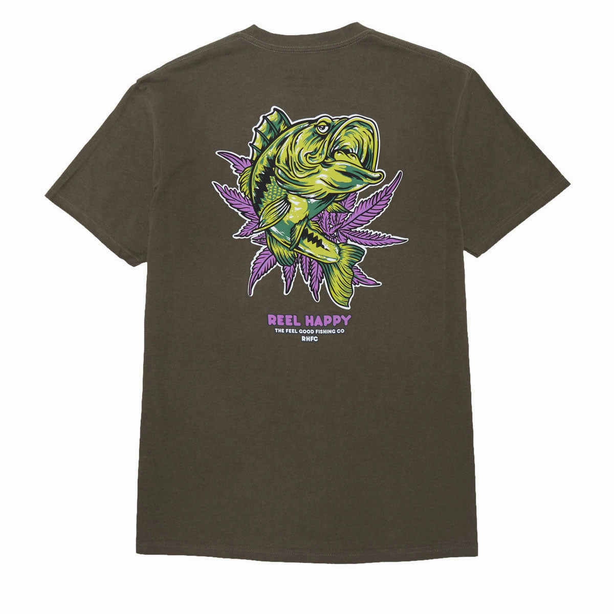 Reel Happy Good Times T-Shirt - Olive Green Household Cleaning Sporting Goods