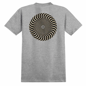 Retro Fashion Spitfire Youth Classic Swirl Overlay T-Shirt - Sport Grey/Black/Gold Prints Wool Garments