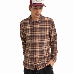 Rhythm Albert Check Long Sleeve Shirt - Almond Washing Instructions Stamps