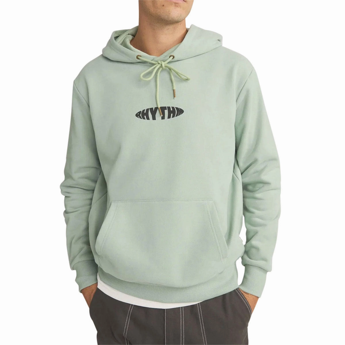 Rhythm Contrast Stitch Hoodie - Sky Luggage Graphic Design