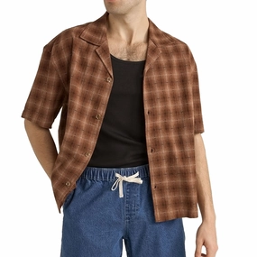 Rhythm Relaxed Shadow Check Shirt - Rust Affordable Prices Socks