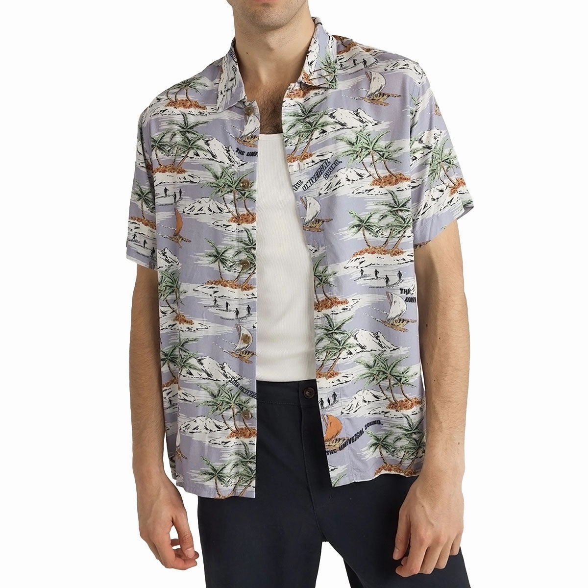 Rhythm Tropical Shirt - Mist Embroidered Details Online Shopping