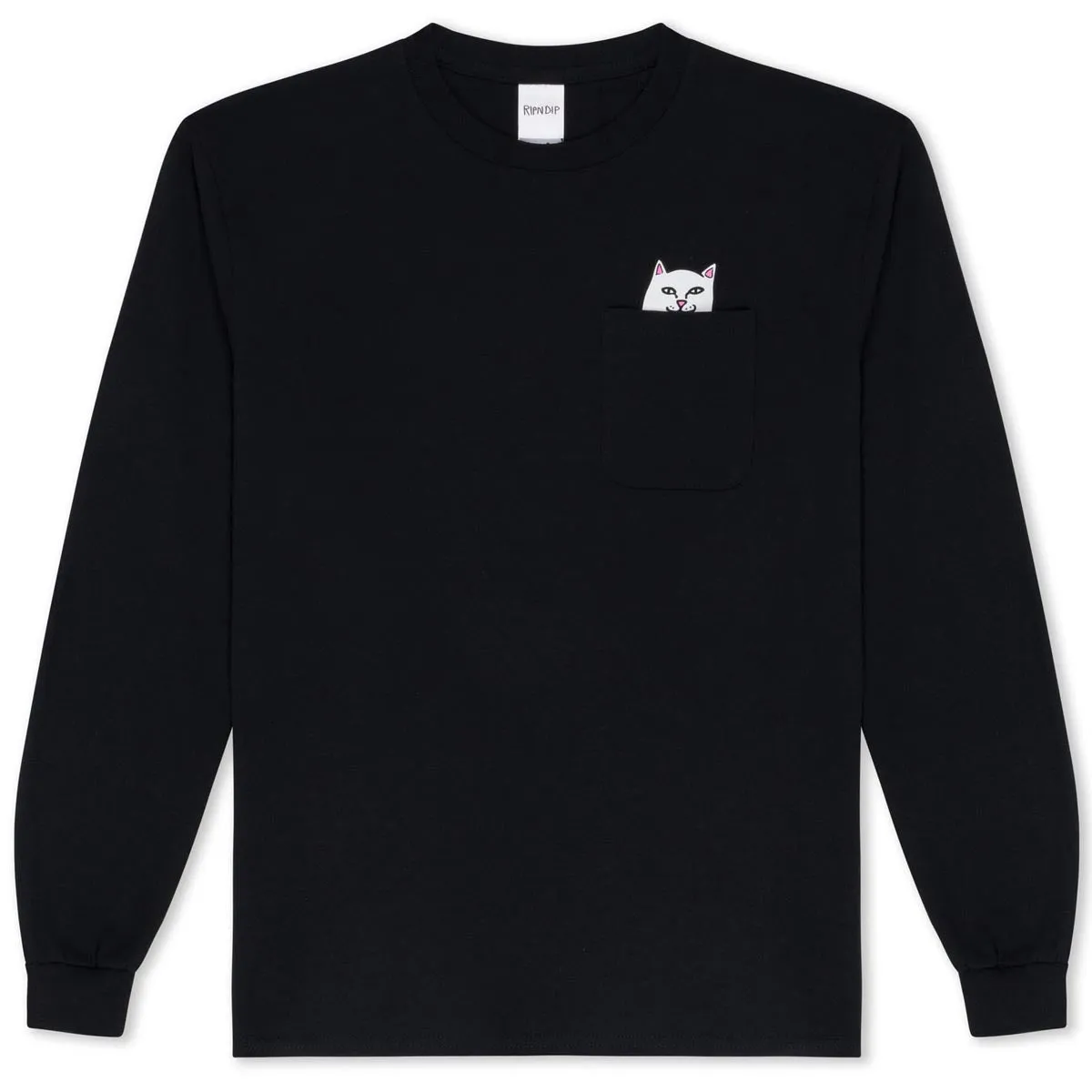 RIPNDIP Lord Nermal Pocket Long Sleeve T-Shirt - Black/White Gluten-Free Safety Equipment