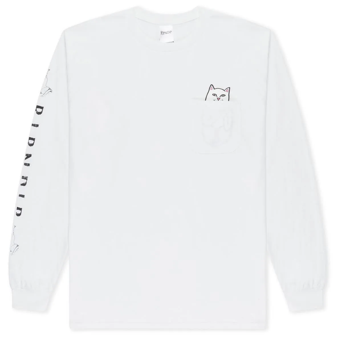 RIPNDIP Lord Nermal Pocket Long Sleeve T-Shirt - White Footwear Basics Cameras