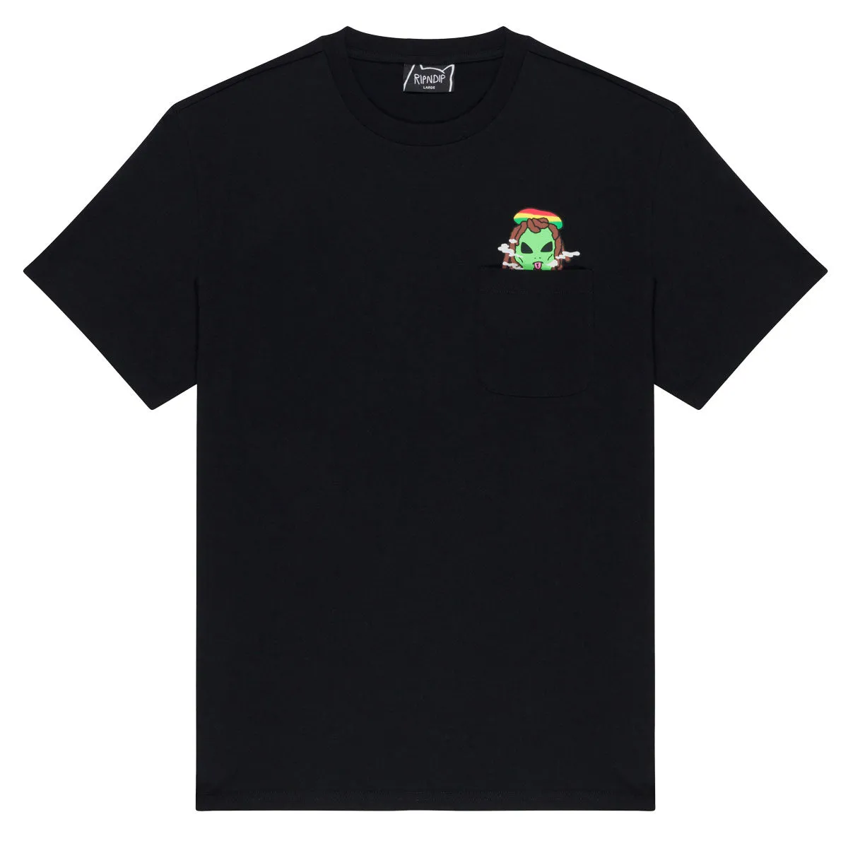 RIPNDIP Smoking Rasta Alien Pocket T-Shirt - Black Deodorant Luggage