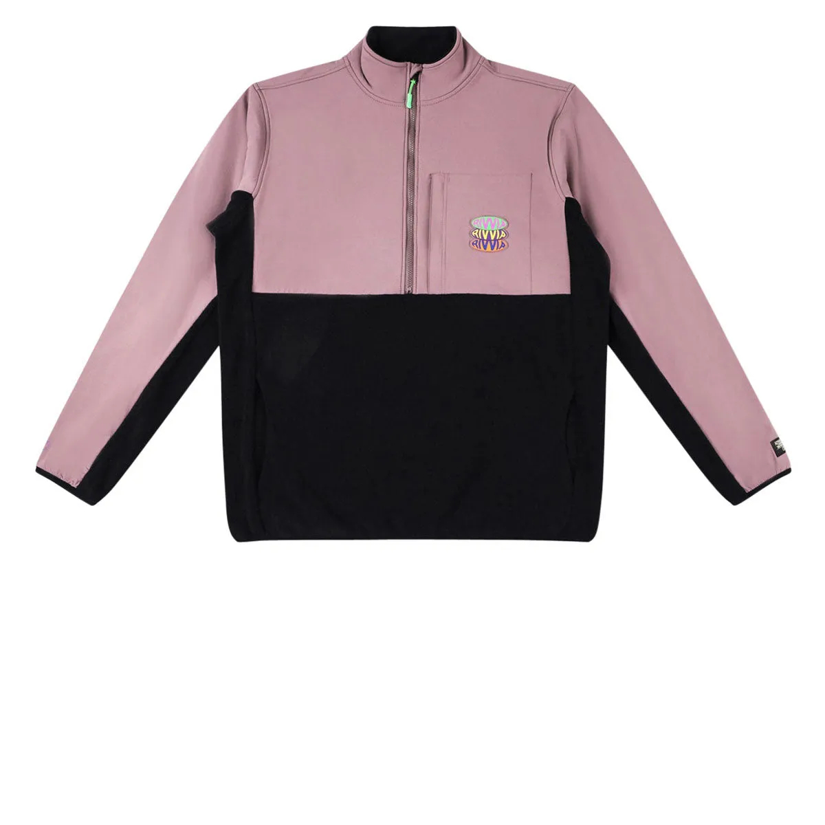 Rivvia Pop Repeat 1/2 Zip Polar Fleece Sweatshirt - Black/Pale Plum Vegetarian Car Parts