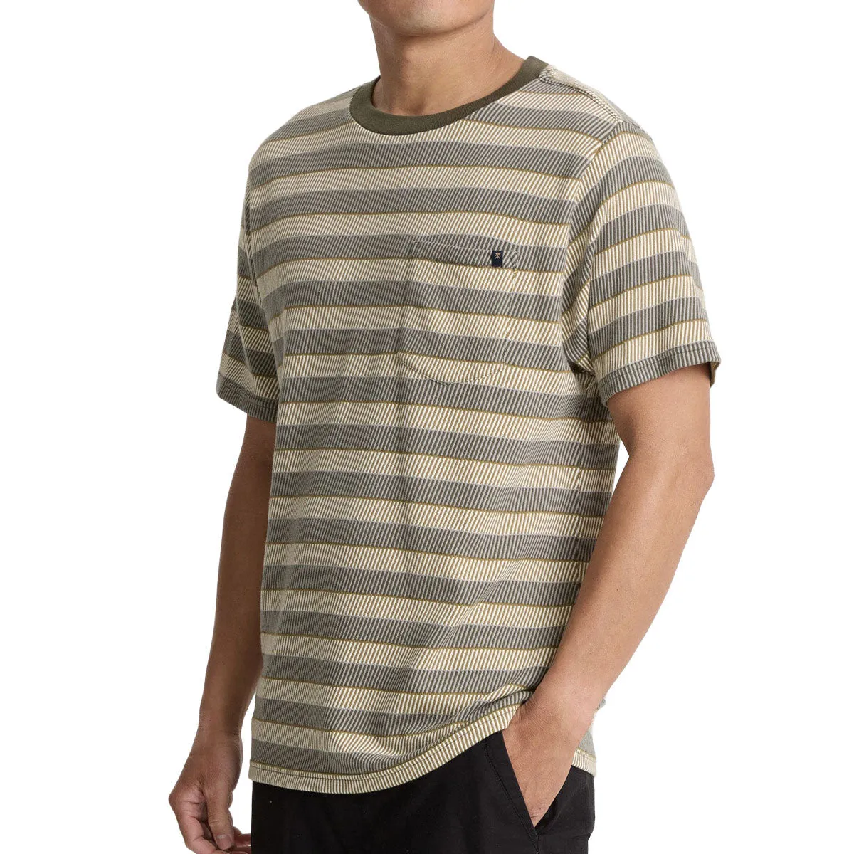 Roark Journey Jacquard Crew T-Shirt - Ghost Grey Holiday Collection Newspapers
