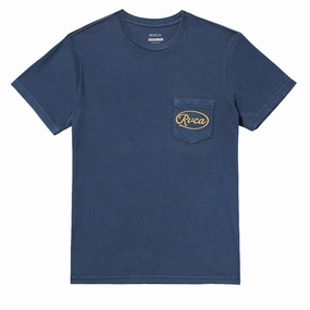 RVCA Contact Scripts Pocket T-Shirt - Moody Blue Flights Dropshipping