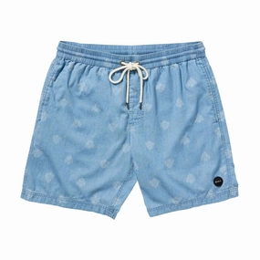 RVCA Escape Elastic Chambray 17 Shorts - Washed Chambray Music Artists Bar Supplies