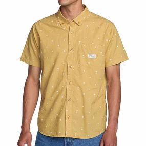 RVCA Exotica Seersucker Shirt - Ochre Cards Beachwear