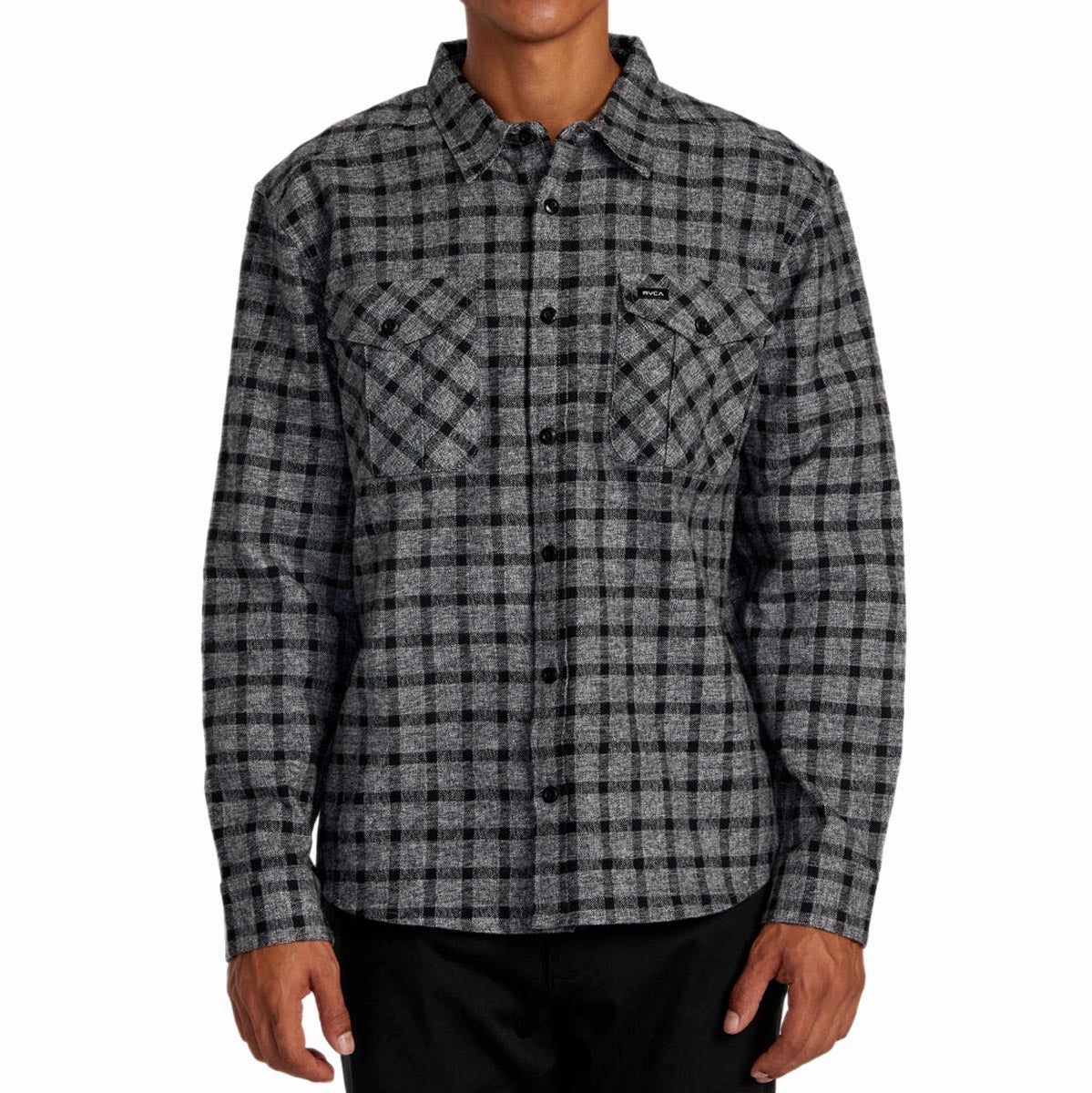 RVCA Hughes Flannel Long Sleeve Shirt - Smoke Beverages Hair Extensions