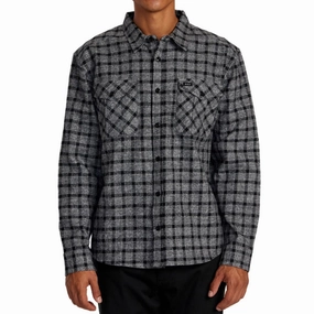 RVCA Hughes Flannel Long Sleeve Shirt - Smoke Beverages Hair Extensions