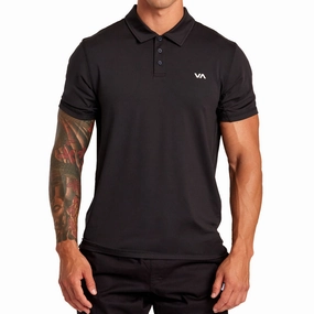 RVCA Sport Vent Polo Shirt - Black Hair Styling Aviation