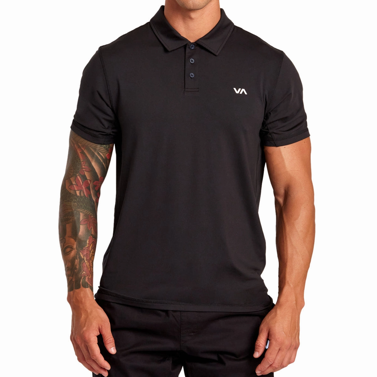 RVCA Sport Vent Polo Shirt - Black Hair Styling Aviation