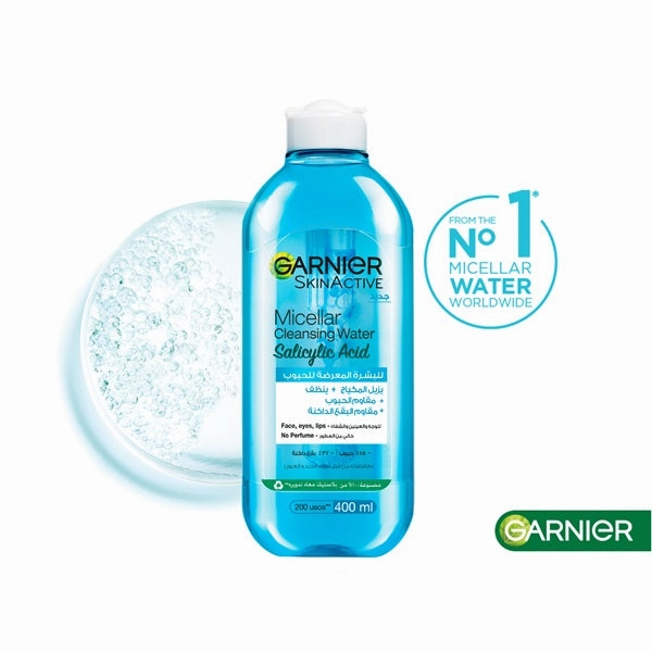 Salicylic Acid Micellar Water Facial Anti-Acne Cleanser and Makeup Remover, for Oily and Acne-Prone