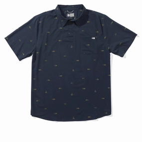 Salty Crew Mayday Perf Tech Polo Shirt - Navy Trendy Clothing Music Production