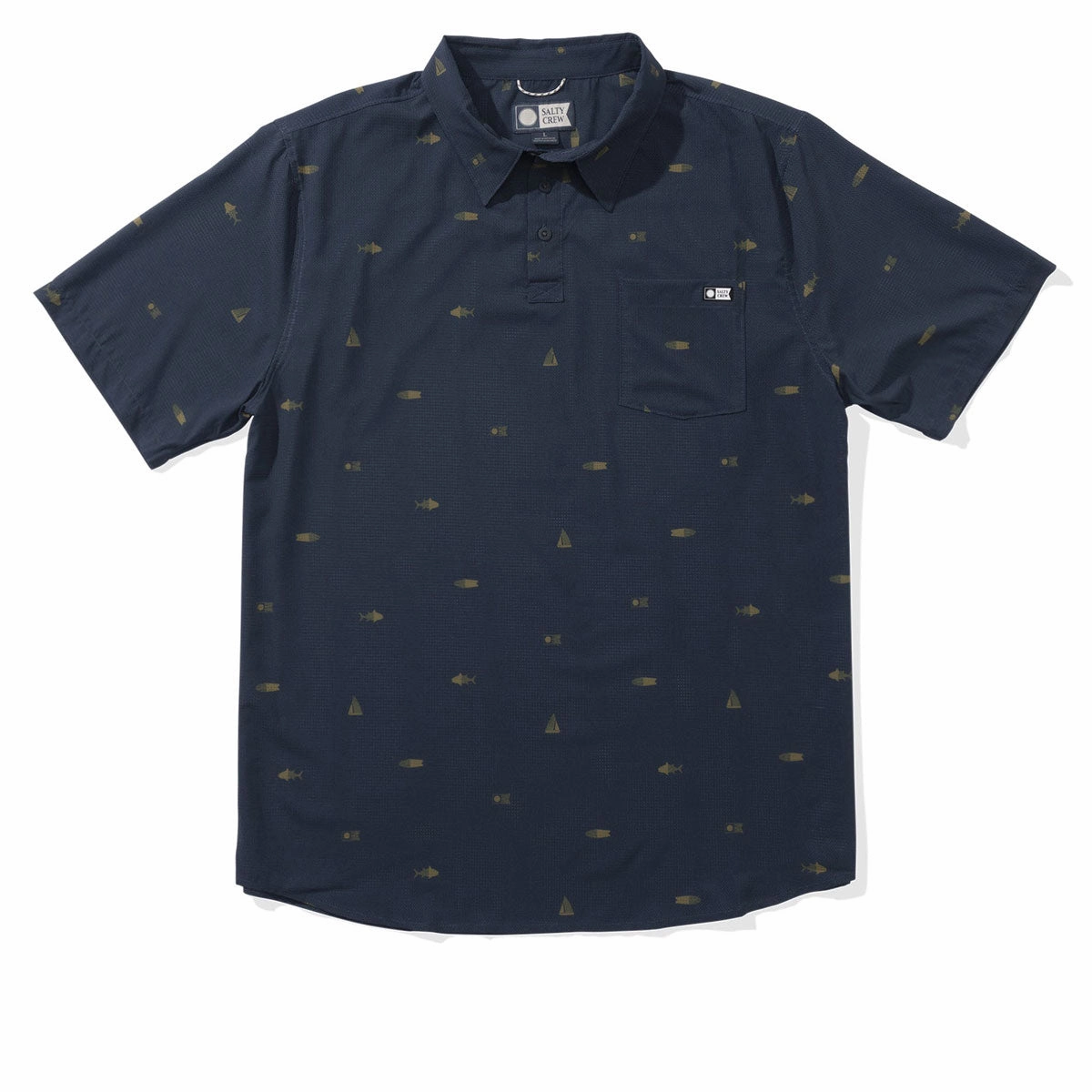 Salty Crew Mayday Perf Tech Polo Shirt - Navy Trendy Clothing Music Production