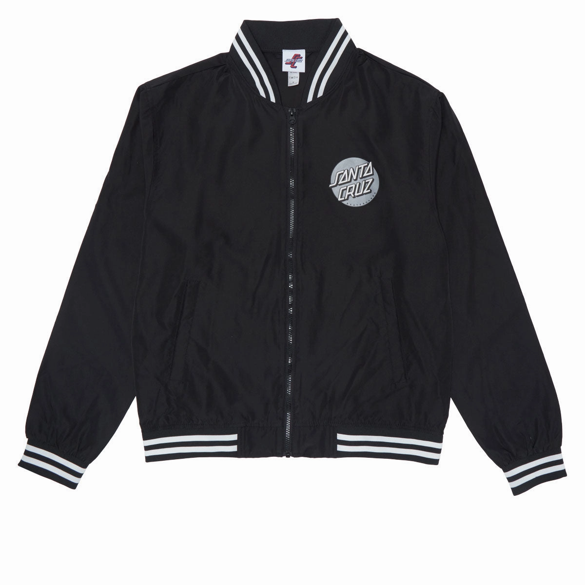 Santa Cruz Bond Bomber Jacket - Black/White Stripe Rib Collectible Cards Customizable