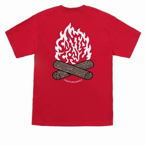 Santa Cruz Campfire T-Shirt - Cherry Red Aviation Plants