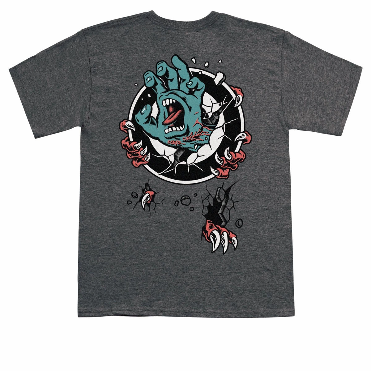 Santa Cruz Roskopp Screaming Target T-Shirt - Dark Heather Hockey Cards Sustainable Fashion