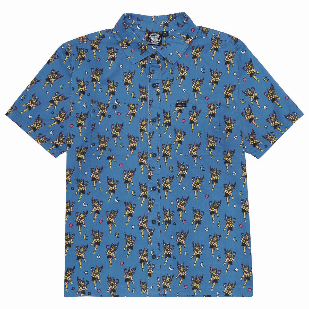 Santa Cruz Salba Witch Doctor Work Shirt - Blue Basketball Cards Handmade