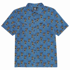 Santa Cruz Salba Witch Doctor Work Shirt - Blue Basketball Cards Handmade