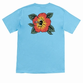 Santa Cruz Screaming Hibiscus T-Shirt - Light Blue Entertainment Beauty Products