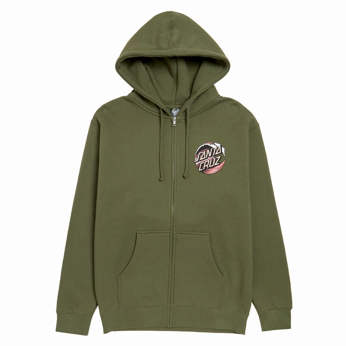 Santa Cruz Wave Dot Zip Hoodie - Army/Rust Photography Durable Apparel