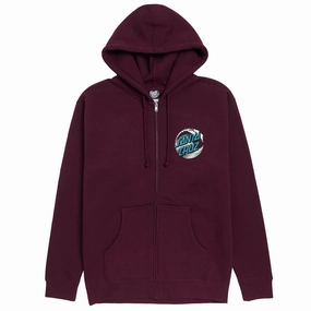 Santa Cruz Wave Dot Zip Hoodie - Maroon/Tan/Teal Lace Trim Protein Powder