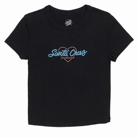 Santa Cruz Womens Love Script Center Cropped T-Shirt - Black Affordable Prices Tours