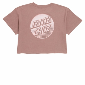 Santa Cruz Womens Tone Stamped Dot Cropped T-Shirt - Hazy Pink Cards Feminine Care