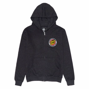 Santa Cruz Youth Flamed MFG Dot Zip Up Hoodie - Charcoal Heather Vegetarian Toddler Gear