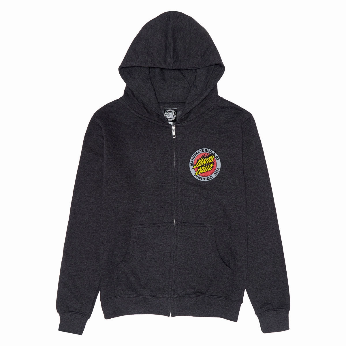 Santa Cruz Youth Flamed MFG Dot Zip Up Hoodie - Charcoal Heather Vegetarian Toddler Gear