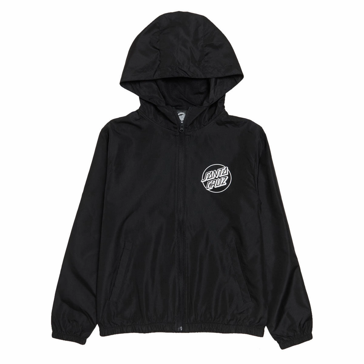 Santa Cruz Youth Opus Dot Chest Hooded Windbreaker Jacket - Black Souvenirs Laundry Detergent