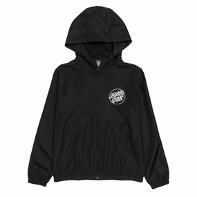 Santa Cruz Youth Opus Dot Chest Hooded Windbreaker Jacket - Black Souvenirs Laundry Detergent