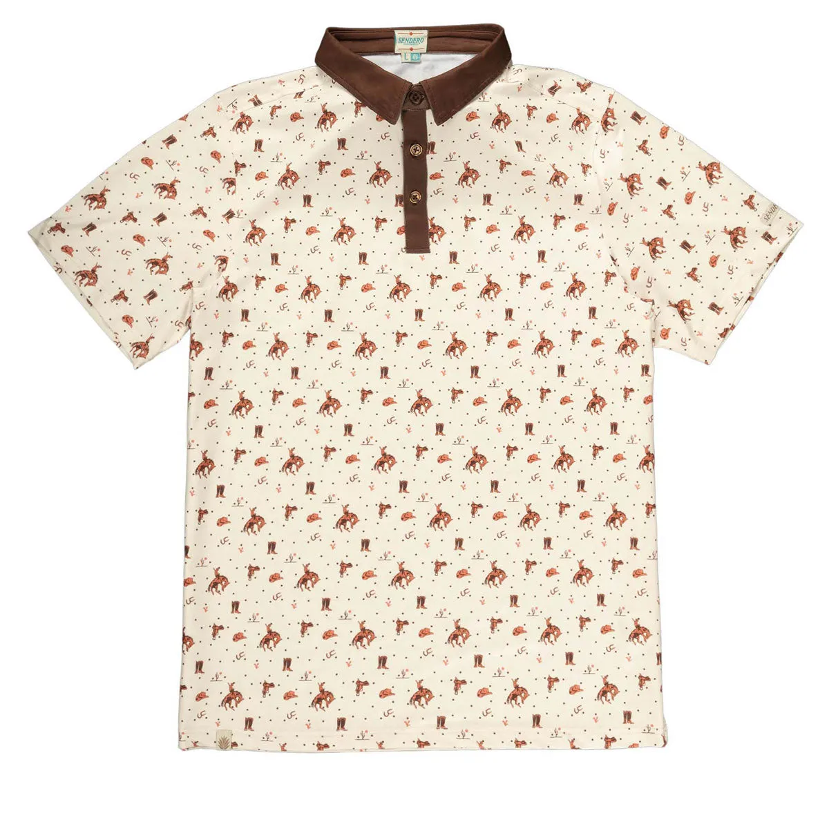 Sendero High Noon Performance Polo Shirt - Bronc Rider Vegetarian Printed Apparel