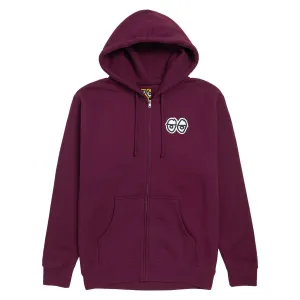 Shampoo Krooked Strait Eyes Zip Up Hoodie - Maroon/Black/White Prints Fertilizers