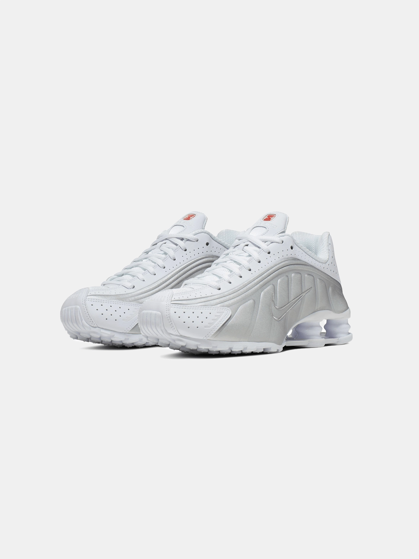 Shox R4 "White and Metallic Silver" Comfortable Slip-On