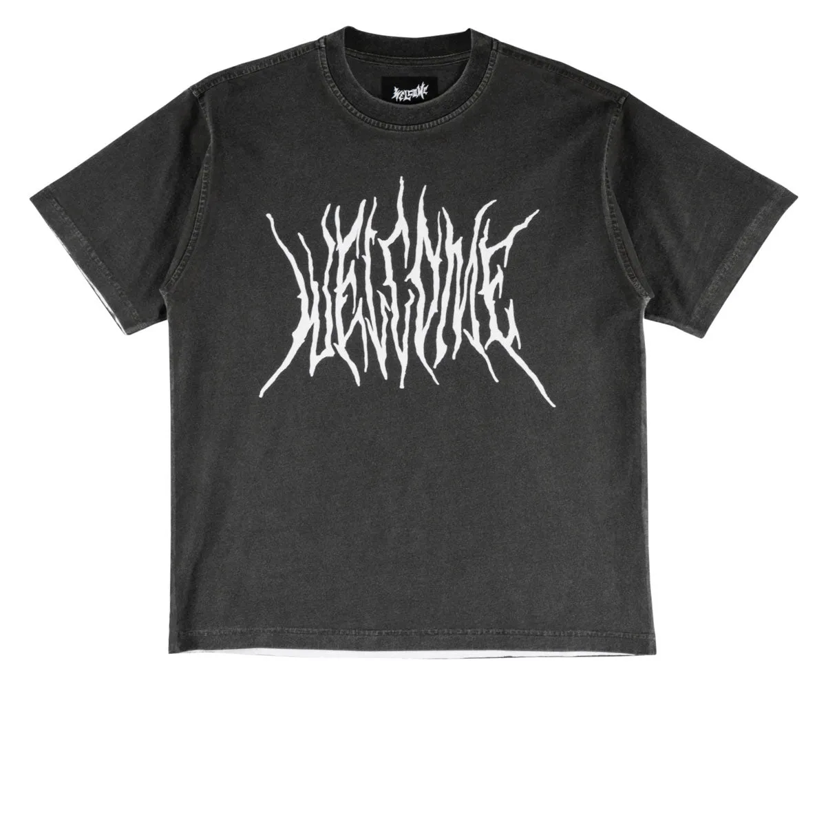 Silk Fabric Welcome Screen Overprint Knit T-Shirt - Black/White Leather Goods