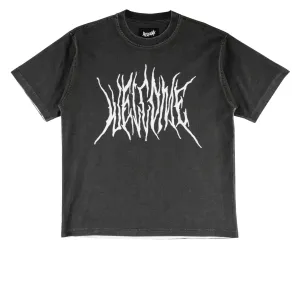 Silk Fabric Welcome Screen Overprint Knit T-Shirt - Black/White Leather Goods