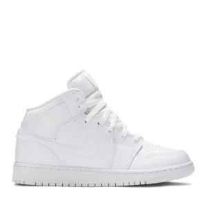 Premium Quality Adventure Ready NIKE AIR JORDAN1 MID GS TRIPLE WHITE (NEW) (NEW)