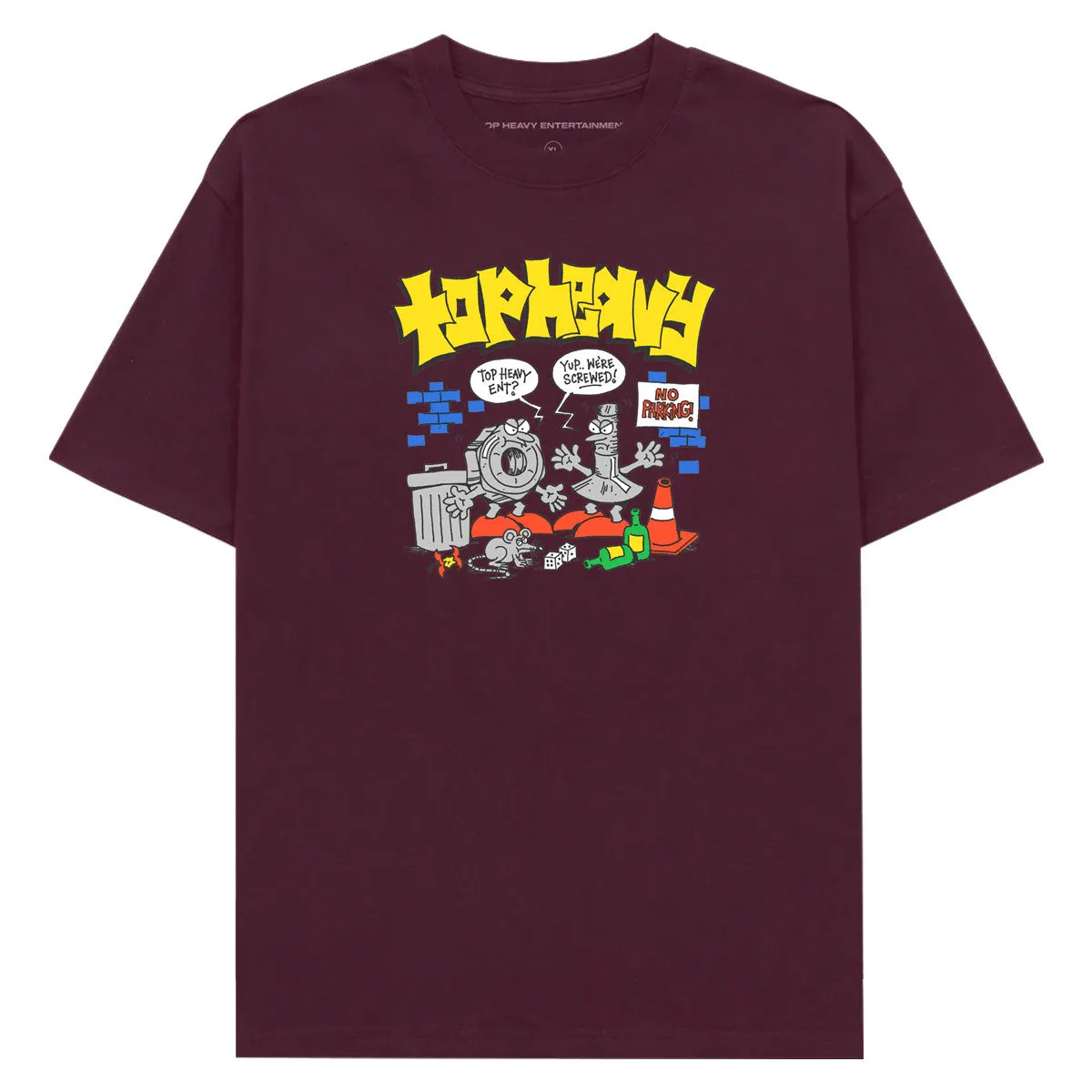 Snacks Top Heavy Screwed T-Shirt - Burgundy Toothpaste