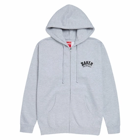 Snacks Baker Arch Logo Zip Up Hoodie - Heather Grey Retail