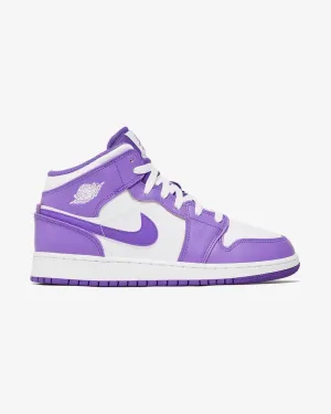 Trend-setting wear Boost Power NIKE AIR JORDAN1 MID GS PURPLE VENOM WHITE (NEW)
