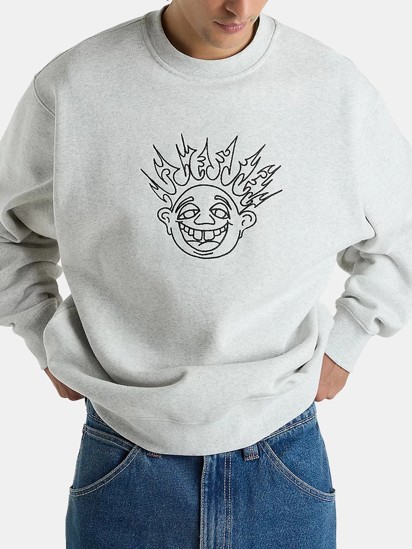 Soft Walk-In Step Layer Skate Smile Spike Crew - Ash Heather