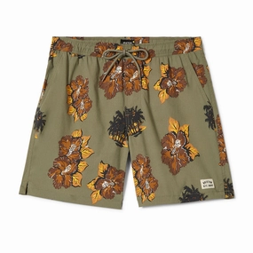 Software Brixton Everyday Stretch Hybrid Shorts - Olive Surplus Floral Hair Extensions